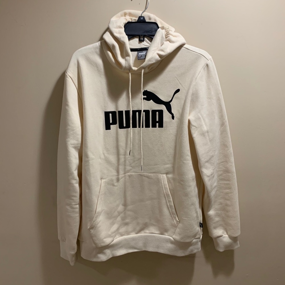 Puma Beige Graphic Logo Hoodie Size M